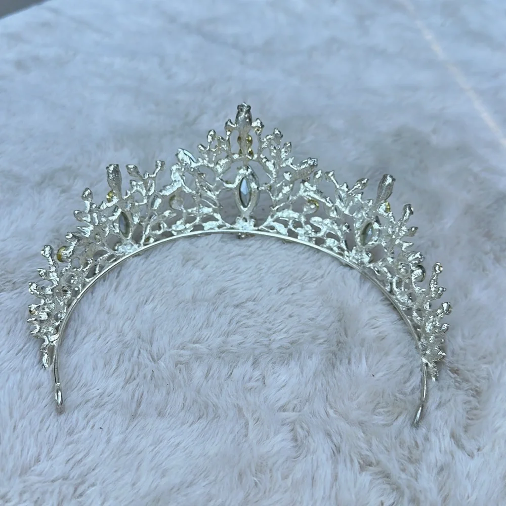 Elegant Silver and Pink Crystal Tiara